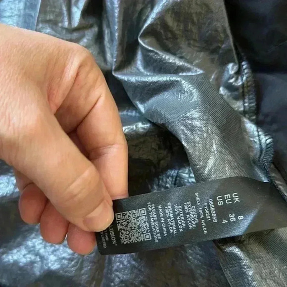 ASOS Collusion Women's Button Down Nylon Jacket in Black Drawstrings Sz 4 - Picture 6 of 6